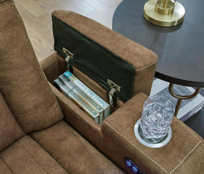 Wolfridge Dark Brown Power Recliner With USB Ports