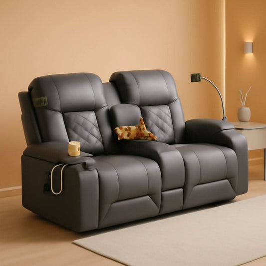 Two Seat Reclining Loveseat With Center Console USB Ports