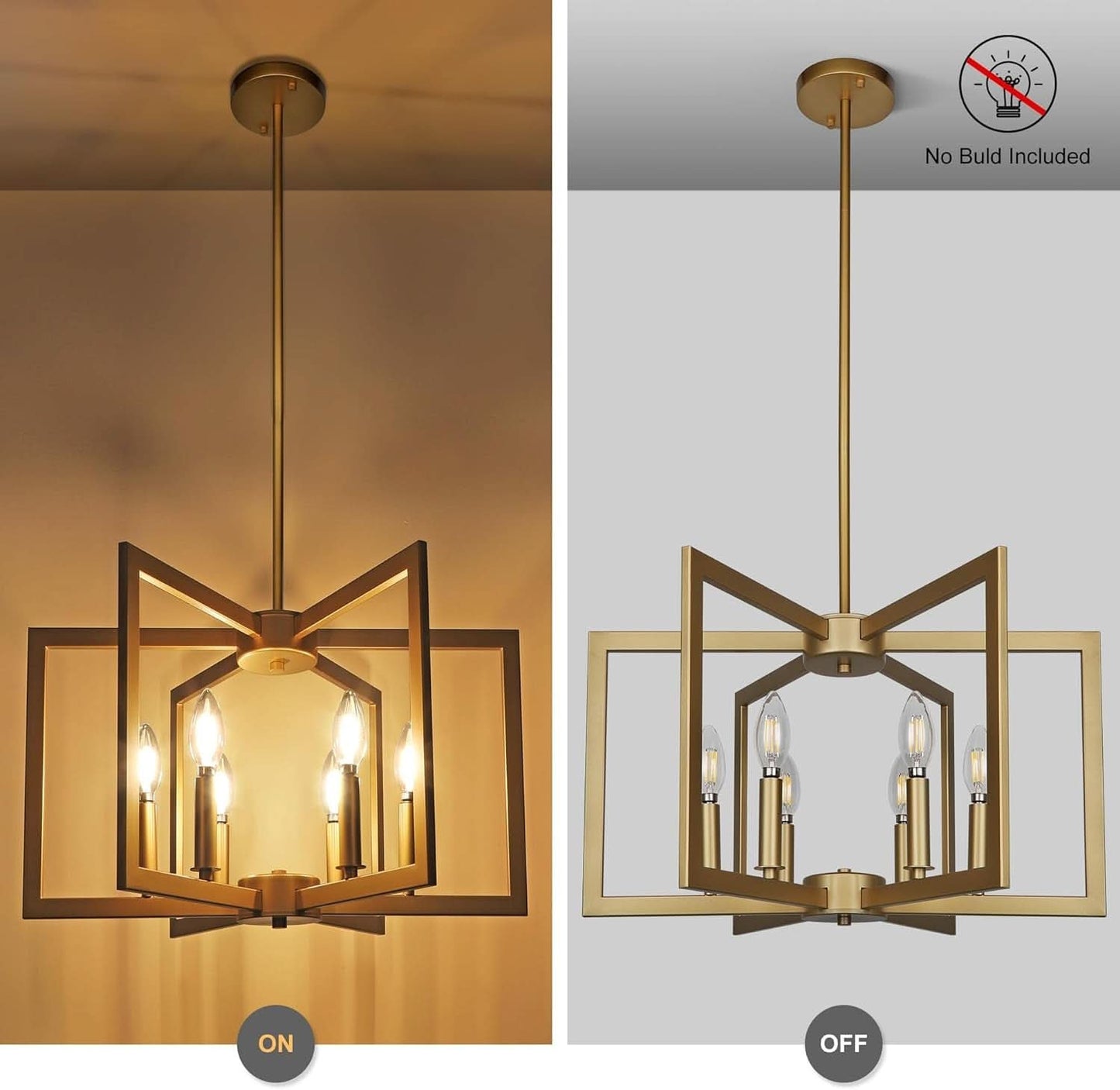 Six Light Gold Pendant Light Modern Farmhouse Chandelier