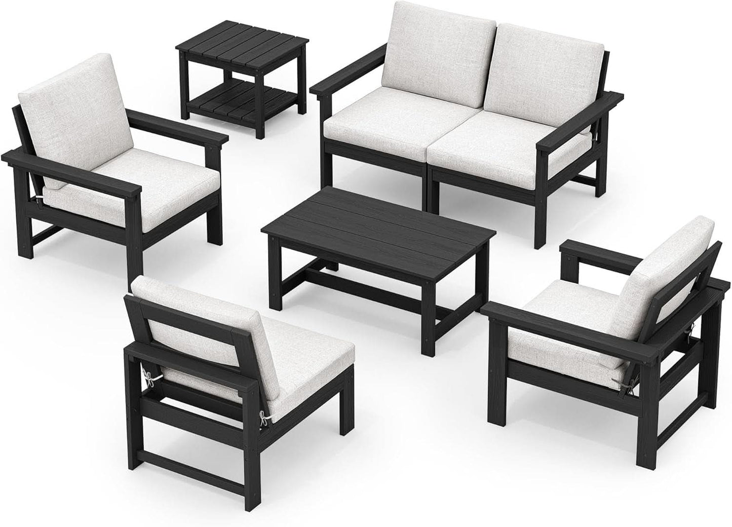 HDPE Outdoor Patio Furniture Set 7 Piece All Weather