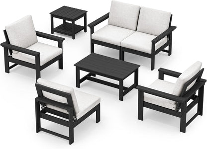 HDPE Outdoor Patio Furniture Set 7 Piece All Weather
