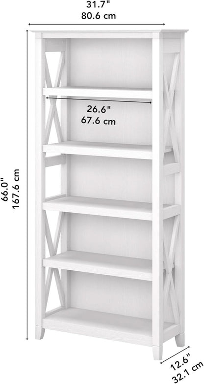 Tall 5 Shelf Bookcase In Pure White Oak Modern Farmhouse