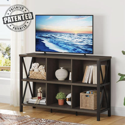 6 Cube Storage Organizer Bookcase Walnut Brown Living Room
