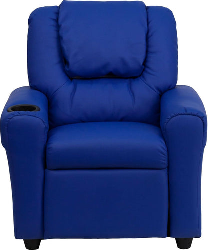 Vana Vinyl Kids Recliner Blue With Cup Holder And Headrest