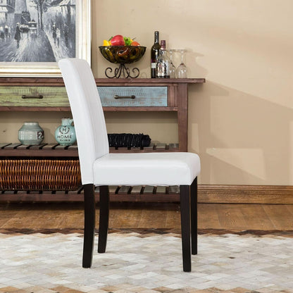 Off White Leatherette Padded Parson Chair Set of 2