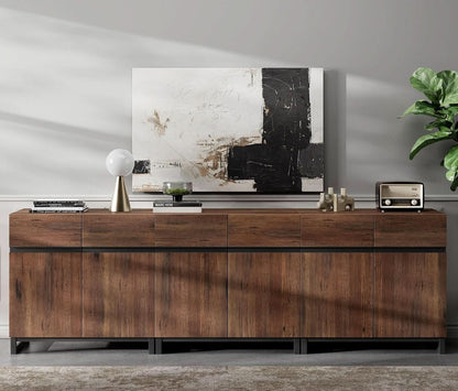 Brown 3 In 1 TV Stand For 100 Inch TV Adjustable Shelves Metal Base
