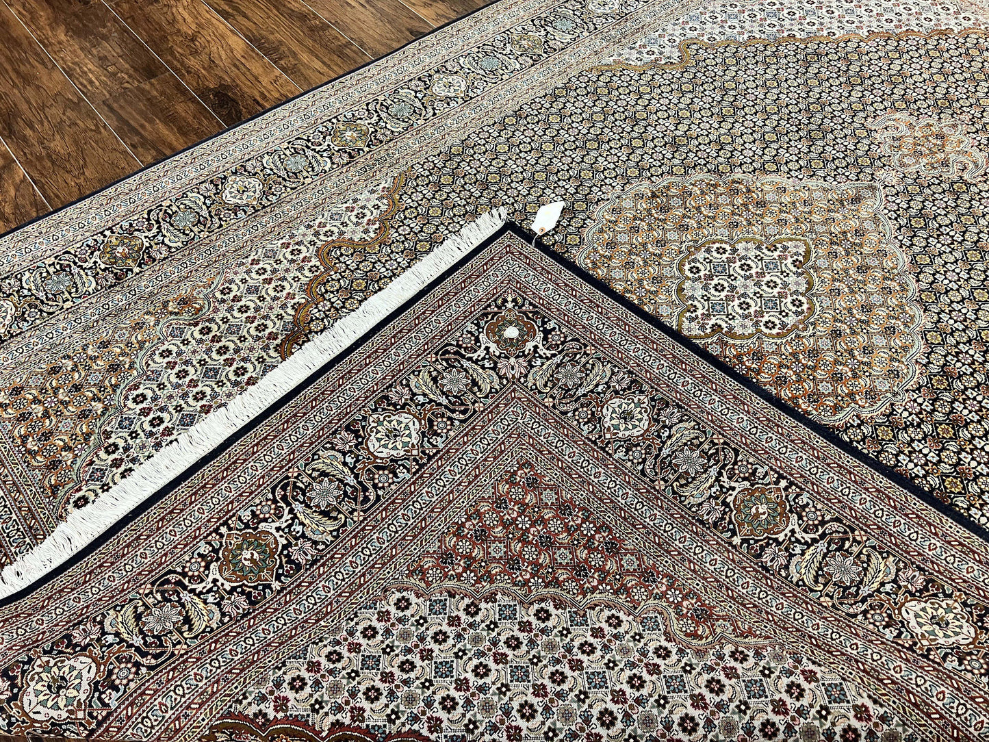 Wonderful Persian Tabriz Rug 7x10 ft, Very Fine 50 Raj 350 KPSI Oriental Carpet, Herati Mahi Pattern, Authentic Hand Knotted Handmade Wool Vintage