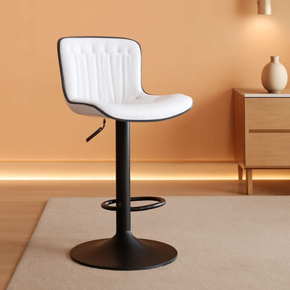 White Bar Stool Set Of 2 Counter Height Swivel With Back Faux Leather