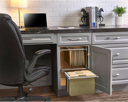 Two Tier Base Cabinet File Drawer Organizer Chrome 14.5 in