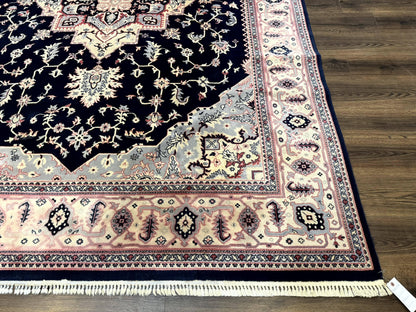 Karastan Rug 8x11 Navy Serapi, Kara Shah Rug, Navy Blue, Vintage Karastan Area Rug Wool Pile Karastan Rug