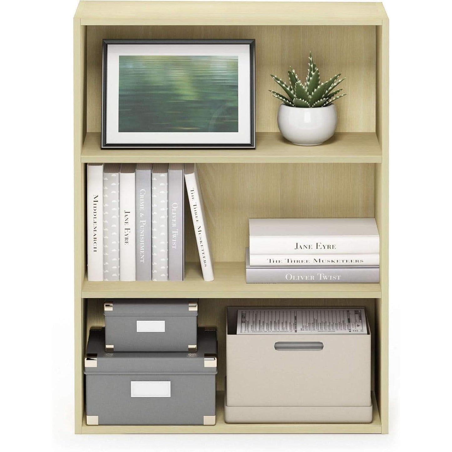 Pasir 3-Tier Open Shelf Bookcase Maple 22.7W X 9.7D X 31.5H