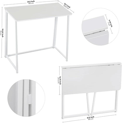 31.5 Inch Folding Desk White For Small Spaces Home Office
