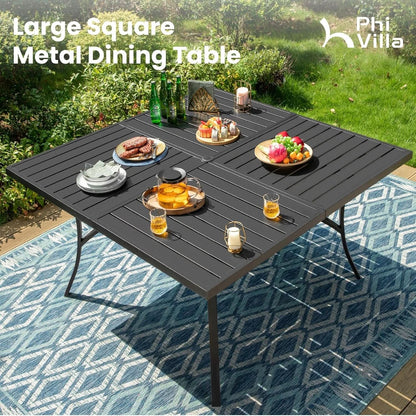 Outdoor Dining Set 9 With Square Table And 8 Swivel Chairs