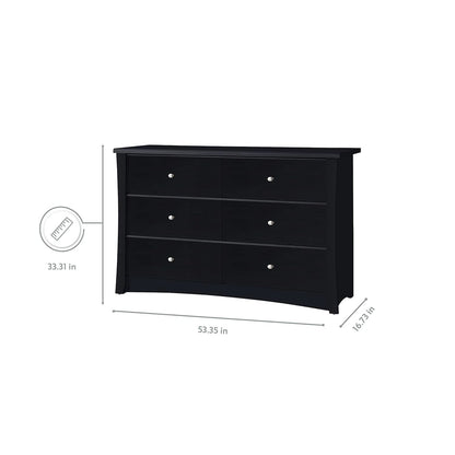 Crescent 6 Drawer Double Dresser Black GREENGUARD Gold
