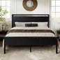 Queen Platform Bed Frame With Wooden Headboard And Footboard Black Oak