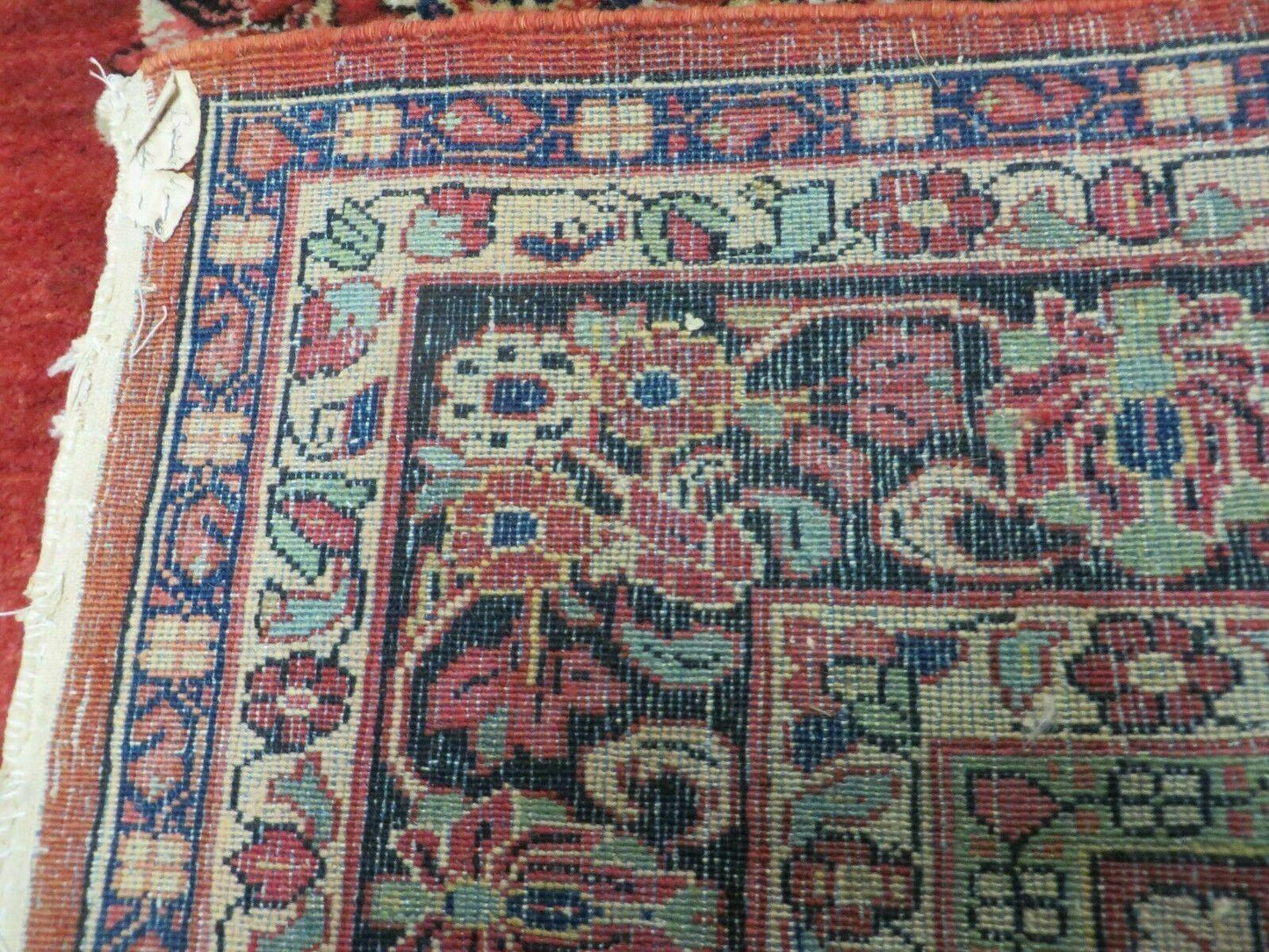 Antique Persian Sarouk Rug 5x8, Red, Semi Open Field, Hand Knotted, Wool
