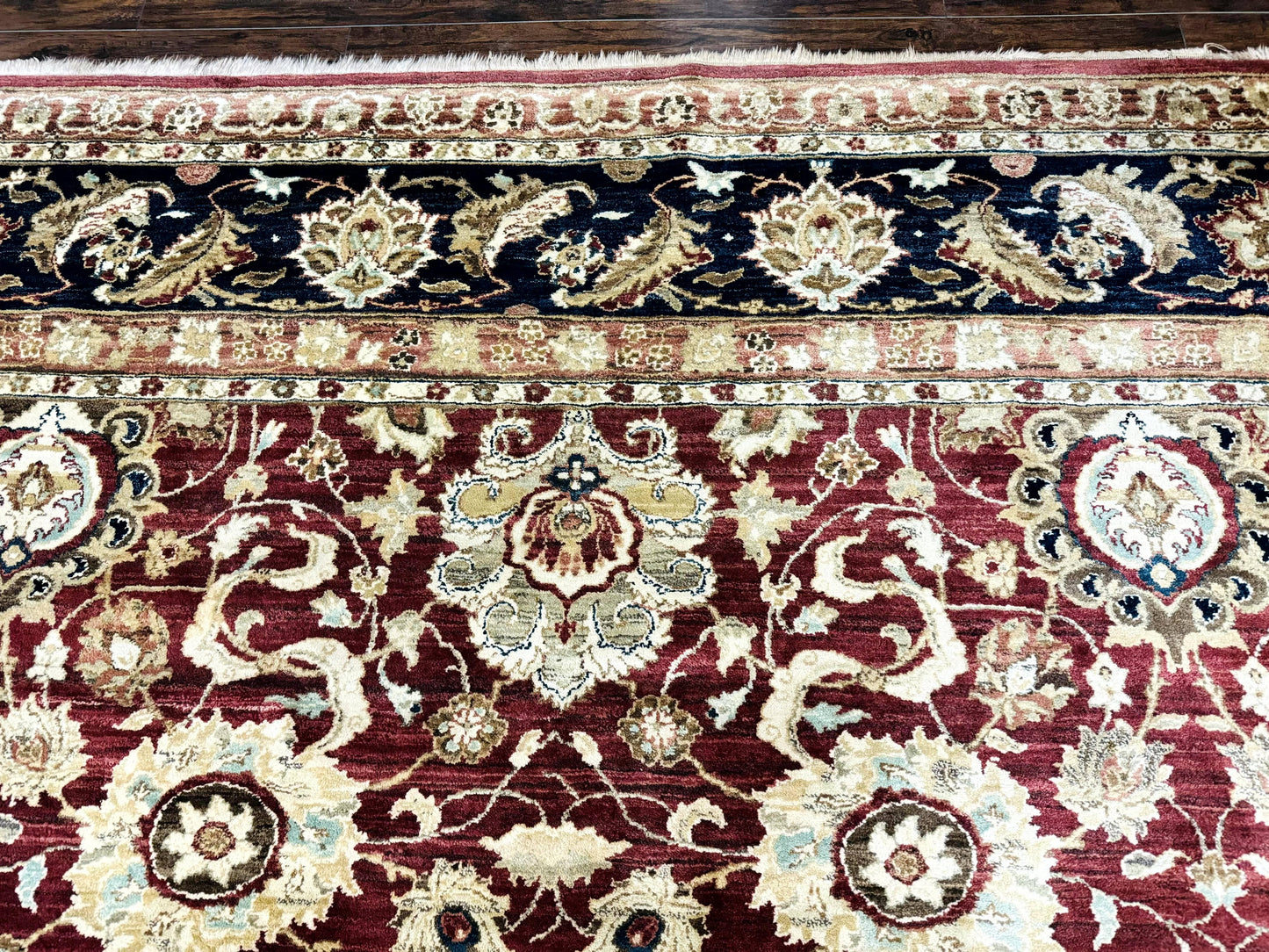 Palace Sized Indian Agra Rug 12x17, Wool Handmade Floral Allover Carpet