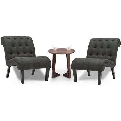 Set Of 2 Button Tufted Slipper Chairs For Living Room