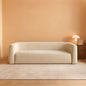 Cream Velvet 3 Seater Modern Sofa With Curved Backrest