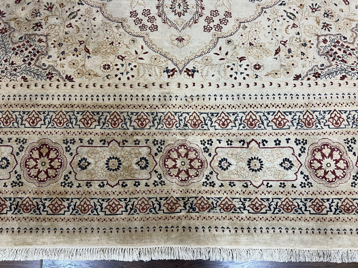 Pak Persian Rug 9x11, Very Fine Hand Knotted Oriental Carpet, Haji Jalili Design, Ivory/Cream, Wool Handmade Room Sized Rug 9 x 11 ft, Nice