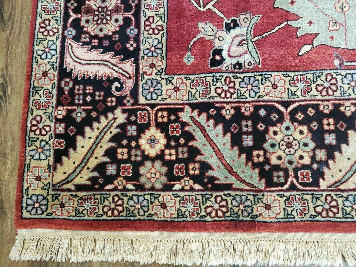 10' X 14' Vintage Hand Made Turkish Wool Rug Carpet Red Black Hand Knotted Nice