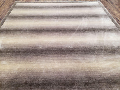 Vintage Safavieh Tibetan Indian Rug 6x9, Nepal Rug, Handmade, Striped Rug, Brown & Beige, 6x9 Oriental Carpet, Wool, Soft