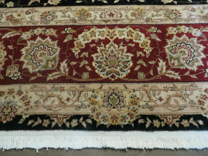 9' X 12' Vintage Handmade Fine Chinese Oriental Floral Wool Rug Silk Black
