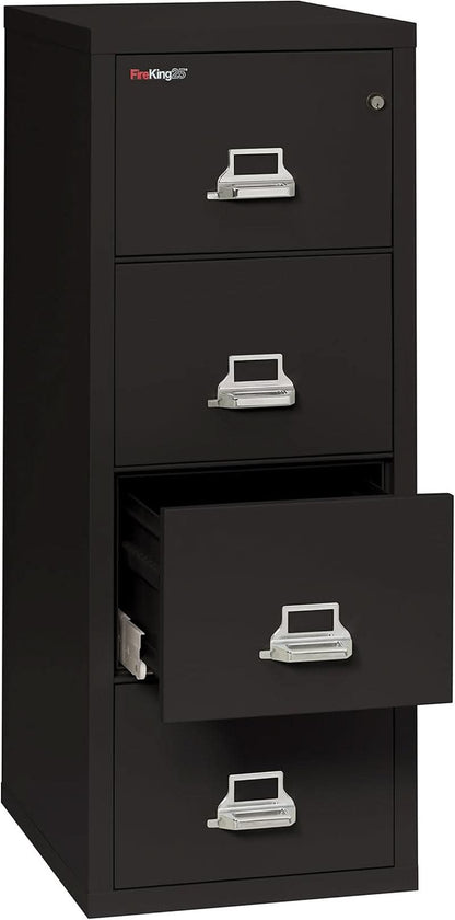 Vertical 4 Drawer File Cabinet 1 Hour Fire Rated Black