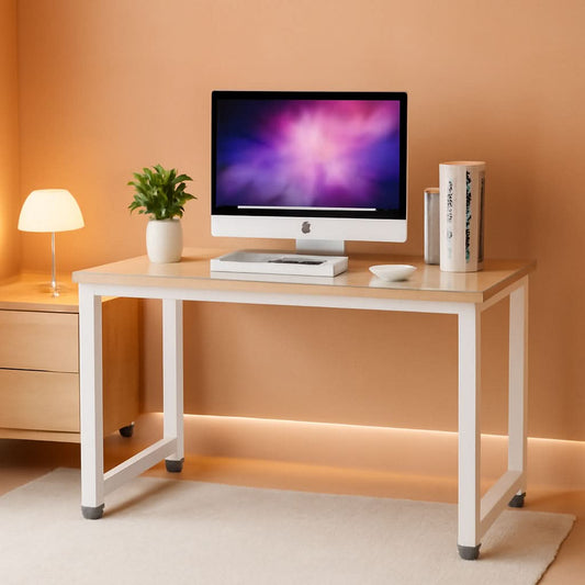 47 Inch Modern Computer Desk Light Walnut For Home Office