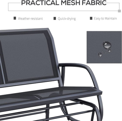 Two Person Outdoor Glider Bench with Steel Frame