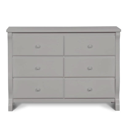 Six Drawer Dresser In Grey With Interlocking Drawers