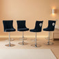 Velvet Swivel Bar Stools Adjustable Set Of 4 In Black