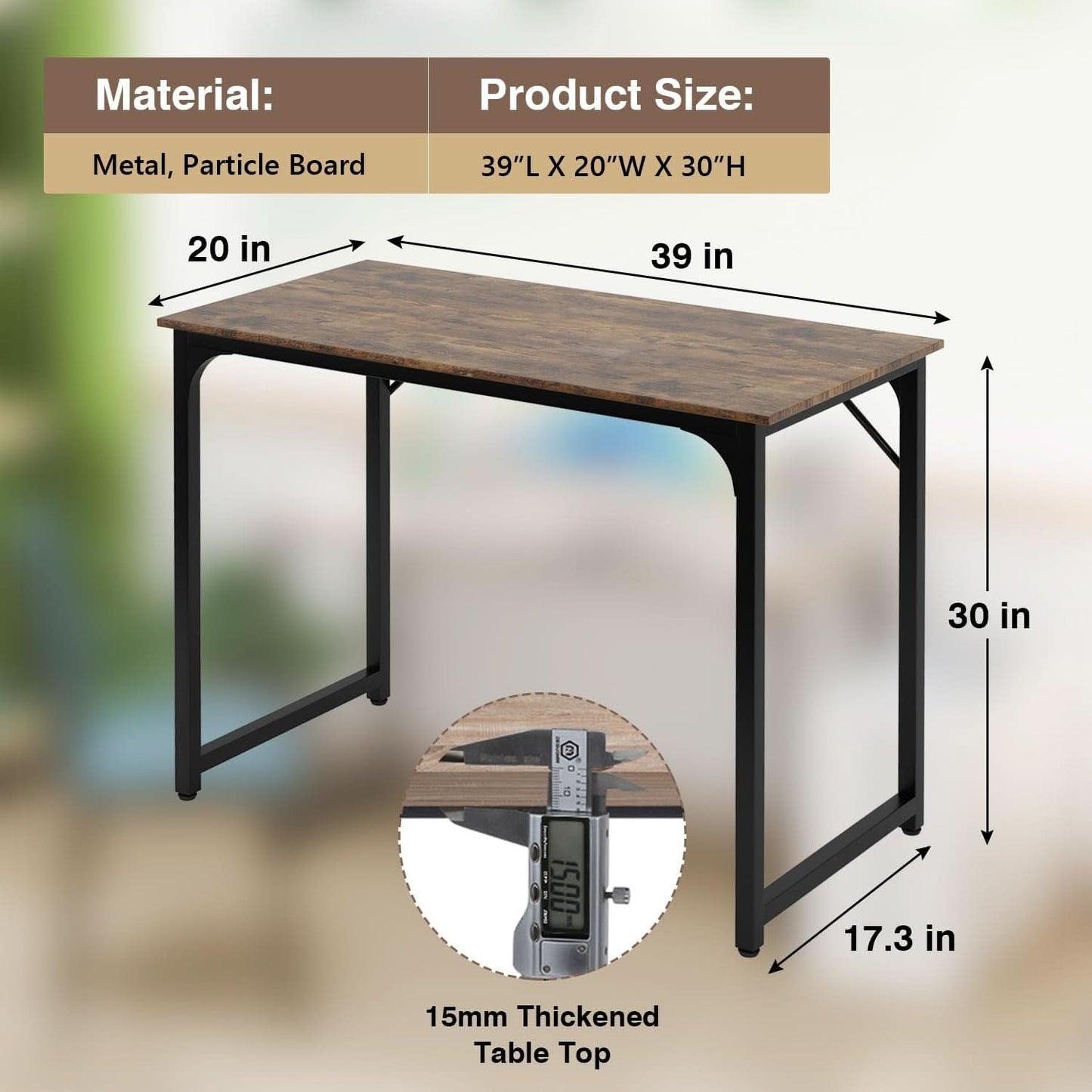 39 Inch Brown Computer Desk Modern Simple Style Home Office