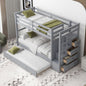 Natural Gray Twin Bunk Bed With Trundle And Stairs
