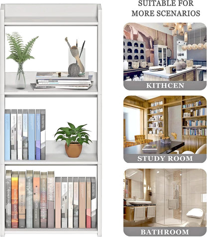 4 Tier White Bookshelf Ideal For Small Spaces Storage Room