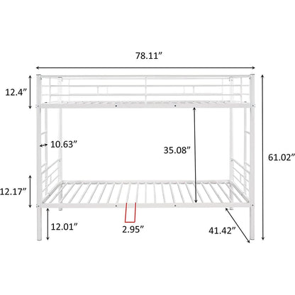Twin Over Twin Metal Bunk Bed With 2 Ladders White