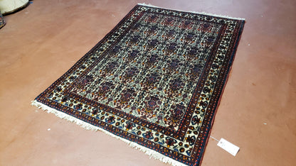 3.6 x 5 Hand-Knotted Vase Rug Floral Turkish Tribal Village Weaving Zagros Vintage Carpet Home Office Wool Area Rug 3x5 Persian Rug 4x5