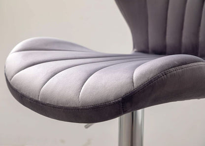Velvet Adjustable Swivel Barstools Gray Set of Two