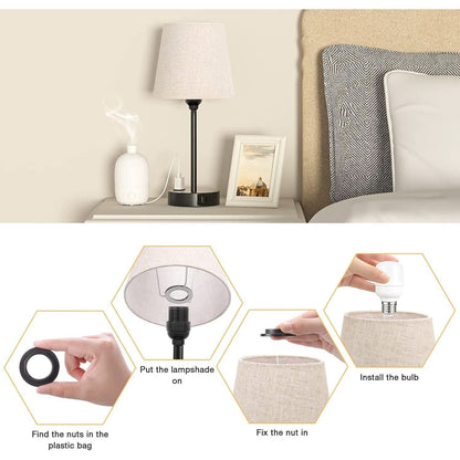Set of 2 Mini Bedside Lamps With USB C And AC Outlets