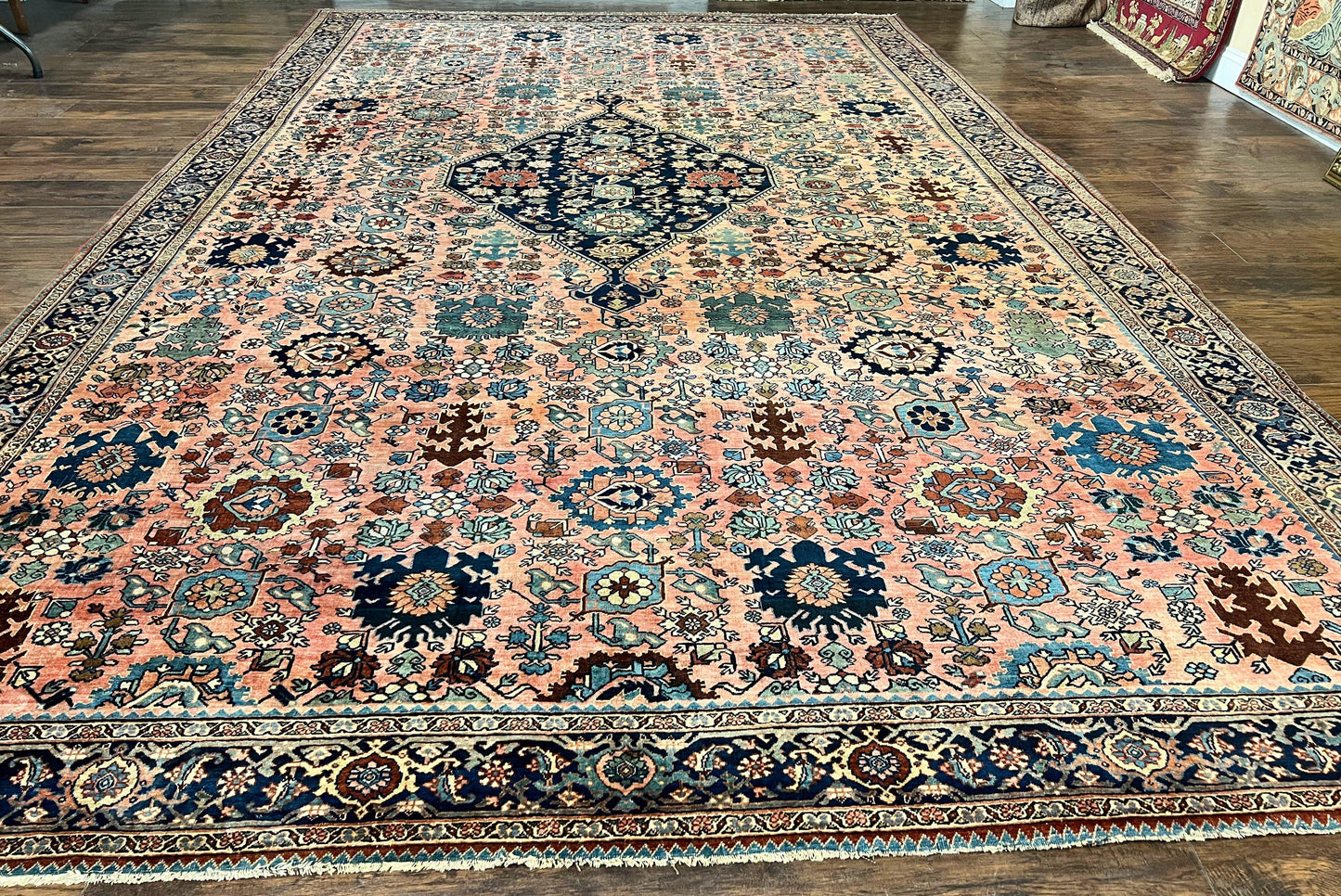 Rare Persian Sarouk Farahan Rug 9x15 – Antique Wool Carpet, Signed By Master Weaver