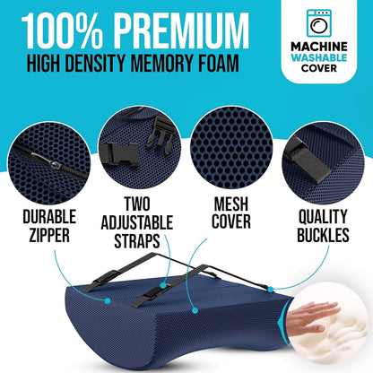 XL Memory Foam Seat Cushion With Lumbar Support Non Slip