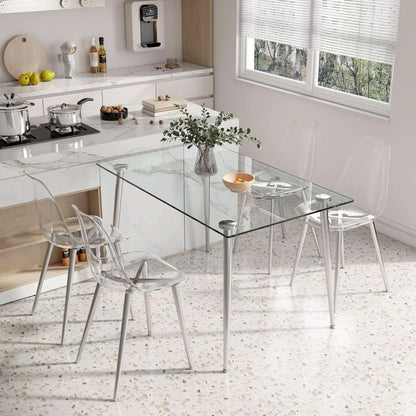Clear Acrylic Dining Chairs Set Of 4 With Metal Legs