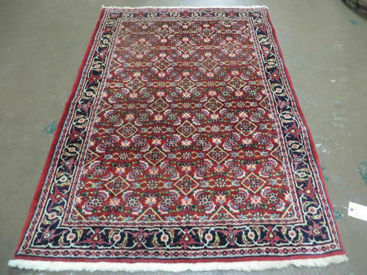 3' X 5' Handmade Knotted Indian Amritsar Floral Oriental Wool Red Rug Organic Nice