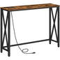 Rustic Brown Sofa Table With Power Outlet And USB Ports