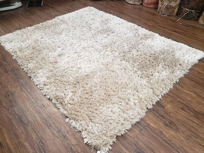 Ivory Shag Rug 6x7, Flokati Carpet, Shaggy Soft Plush Pile Area Rug, Modern Contemporary