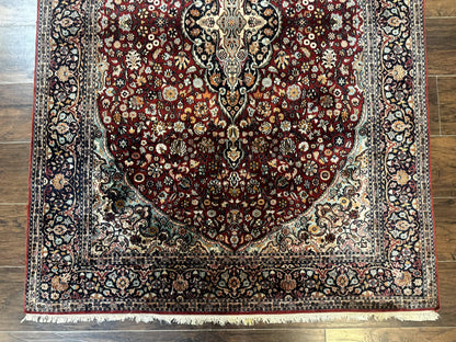 4x6 Silk Rug, Very Fine 650 KPSI, Silk Persian Carpet, Red, Floral Medallion, Sino Persian