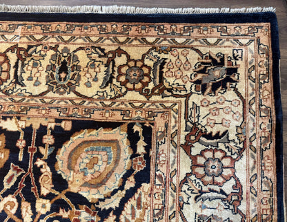 Pak Persian Bidjar Rug 10x13, Midnight Blue and Tan Pakistani Carpet