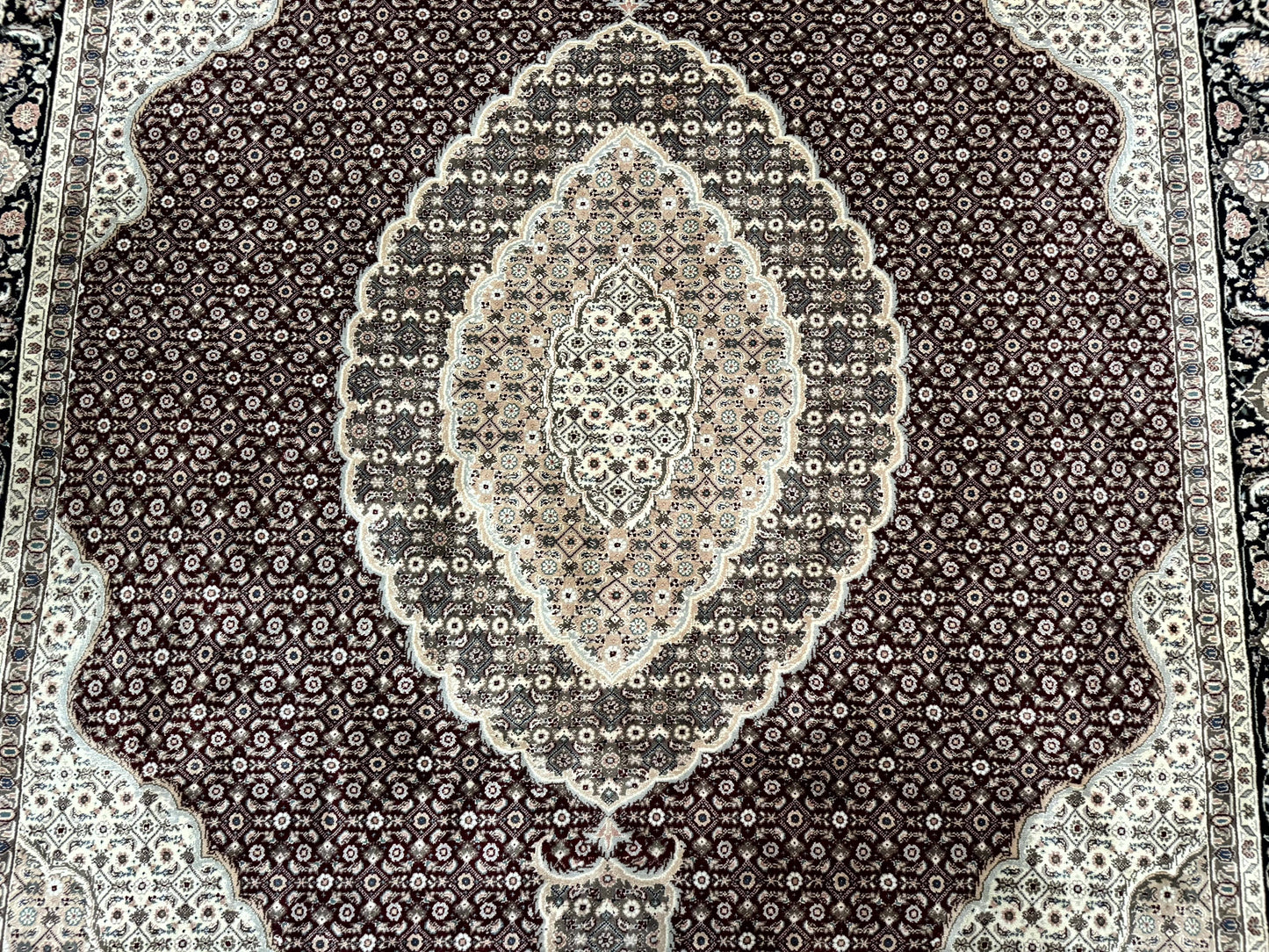 Sino Persian Rug 8x10, Herati, Elegant Oriental Carpet, Dark Maroon