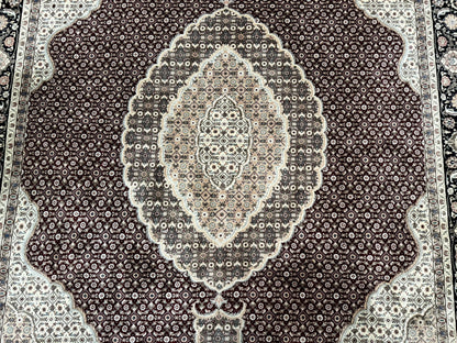Sino Persian Rug 8x10, Herati, Elegant Oriental Carpet, Dark Maroon