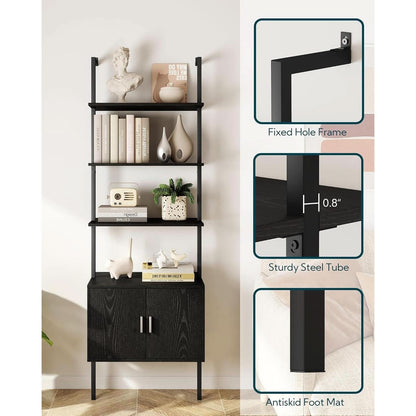 73 Inch Tall Bookshelf Black Wood Grain Living Room